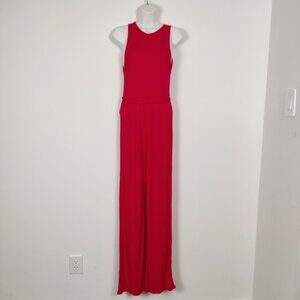 Zara Red Sleeveless Wide Leg Jumpsuit Sz Small Bohemian Resort Wear Beach Summer